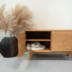 Banc avec rangement en bois massif de chêne Genève - NordicStory