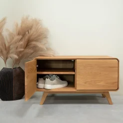 Banc avec rangement en bois massif de chêne Genève - NordicStory