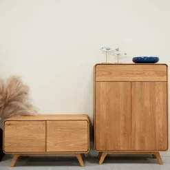 Banc avec rangement en bois massif de chêne Genève - NordicStory