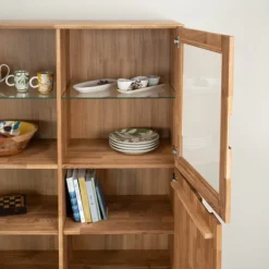 Buffet vitrine en bois massif de chêne Escandi 3 - NordicStory