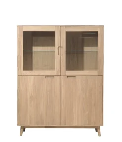 Buffet vitrine en bois massif de chêne Escandi 3 - NordicStory