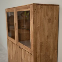 Buffet vitrine en bois massif de chêne Escandi 3 - NordicStory