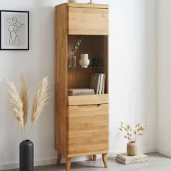 Buffet vitrine en bois massif de chêne Milan 1 - NordicStory