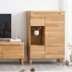 Buffet vitrine en bois massif de chêne Milan 3 - NordicStory