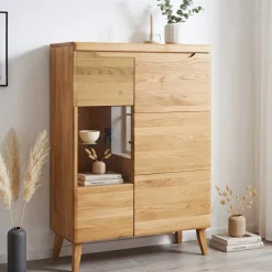 Buffet vitrine en bois massif de chêne Milan 3 - NordicStory