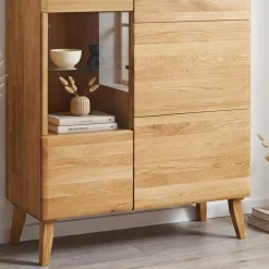 Buffet vitrine en bois massif de chêne Milan 3 - NordicStory