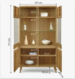 Buffet vitrine en bois massif de chêne Milan 2 - NordicStory