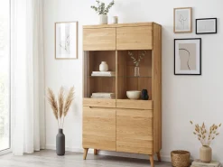Buffet vitrine en bois massif de chêne Milan 2 - NordicStory