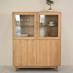 Buffet vitrine en bois massif de chêne Escandi Atelier 3 - NordicStory