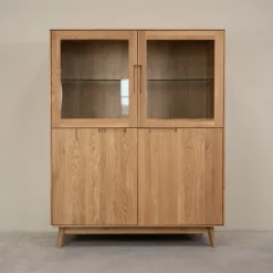 Buffet vitrine en bois massif de chêne Escandi Atelier 3 - NordicStory