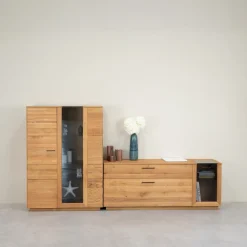 Buffet vitrine en bois massif de chêne Arvik - NordicStory