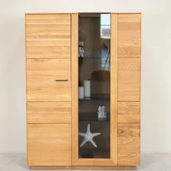 Buffet vitrine en bois massif de chêne Arvik - NordicStory