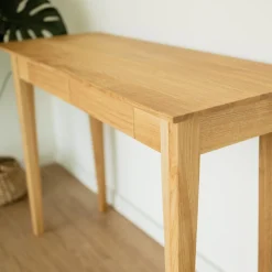 Bureau console avec 2 tiroirs en bois massif de chêne Tolédo 2 - NordicStory