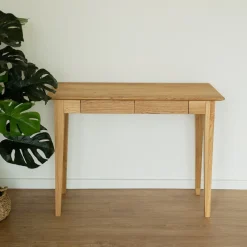 Bureau console avec 2 tiroirs en bois massif de chêne Tolédo 2 - NordicStory