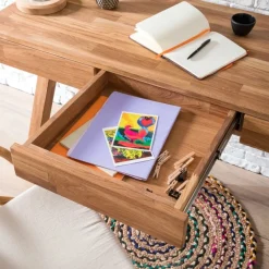 Bureau console en bois massif de chêne Einstein II - NordicStory