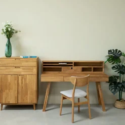 Bureau console en bois massif de chêne Einstein II - NordicStory