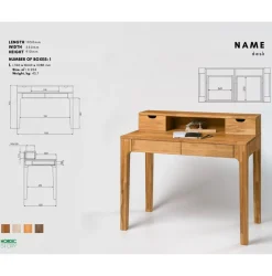 Bureau console en bois massif de chêne Axel II – NordicStory