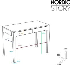 Bureau console en bois massif de chêne Axel I - NordicStory