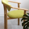 Chaise de salle à manger en bois massif de chêne Alexis, revêtement en tissu Vert Pomme – Lot de 2 ou 4 chaises - NordicStory