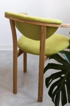Chaise de salle à manger en bois massif de chêne Alexis, revêtement en tissu Vert Pomme – Lot de 2 ou 4 chaises - NordicStory