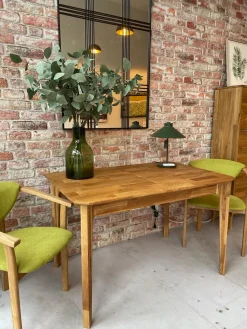 Chaise de salle à manger en bois massif de chêne Alexis, revêtement en tissu Vert Pomme – Lot de 2 ou 4 chaises - NordicStory