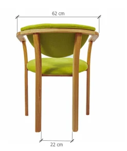 Chaise de salle à manger en bois massif de chêne Alexis, revêtement en tissu Vert Pomme – Lot de 2 ou 4 chaises - NordicStory
