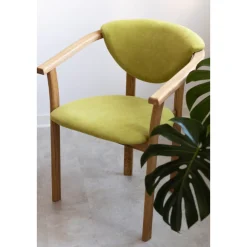 Chaise de salle à manger en bois massif de chêne Alexis, revêtement en tissu Vert Pomme – Lot de 2 ou 4 chaises - NordicStory