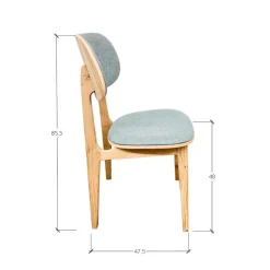 Chaise de salle à manger en bois massif de chêne Varde, revêtement en tissu Gris Nordique/Beige – Lot de 2 ou 4 chaises - NordicStory