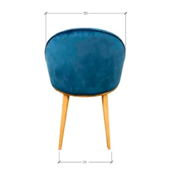 Chaise de salle à manger en bois massif de chêne Clara, revêtement en velours Bleu Monaco – Lot de 2 ou 4 chaises - NordicStory