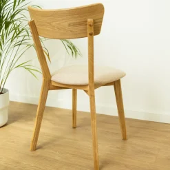 Chaise de salle à manger en bois massif de chêne Diana, revêtement Beige – Lot de 2 ou 4 chaises - NordicStory