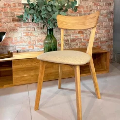 Chaise de salle à manger en bois massif de chêne Diana, revêtement Beige – Lot de 2 ou 4 chaises - NordicStory