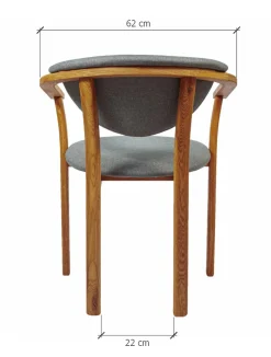 Chaise de salle à manger en bois massif de chêne Alexis, revêtement en tissu Gris Nordique – Lot de 2 ou 4 chaises - NordicStory