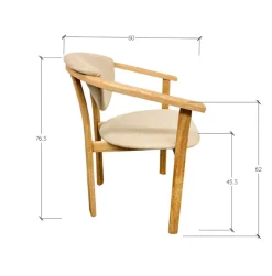 Chaise de salle à manger en bois massif de chêne Alexis, revêtement en tissu Beige – Lot de 2 ou 4 chaises - NordicStory