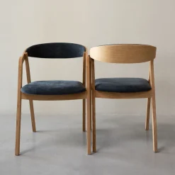 Chaise en bois massif de chêne Knut, revêtement Beige/Gris Anthracite - Lot de 2 ou de 4 chaises - VESKOR