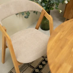 Chaise en bois massif de chêne Knut, revêtement Beige/Gris Anthracite - Lot de 2 ou de 4 chaises - VESKOR