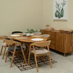 Chaise en bois massif de chêne Knut, revêtement Beige/Gris Anthracite - Lot de 2 ou de 4 chaises - VESKOR
