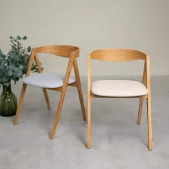 Chaise en bois massif de chêne naturel Oscar, revêtement - Lot de 2 ou de 4 chaises - VESKOR