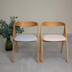 Chaise en bois massif de chêne naturel Oscar, revêtement - Lot de 2 ou de 4 chaises - VESKOR