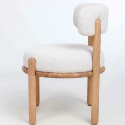Chaise en bois massif de chêne Lova, revêtement Ecru - Lot de 2 chaises - VESKOR