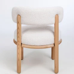 Chaise en bois massif de chêne Lova, revêtement Ecru - Lot de 2 chaises - VESKOR