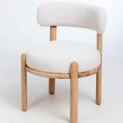 Chaise en bois massif de chêne Lova, revêtement Ecru - Lot de 2 chaises - VESKOR