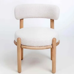 Chaise en bois massif de chêne Lova, revêtement Ecru - Lot de 2 chaises - VESKOR