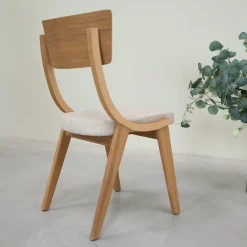 Chaise en bois massif de chêne Lucas, revêtement Gris/Beige - Lot de 2 ou 4 chaises - VESKOR