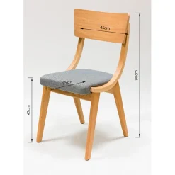 Chaise en bois massif de chêne Lucas, revêtement Gris/Beige - Lot de 2 ou 4 chaises - VESKOR