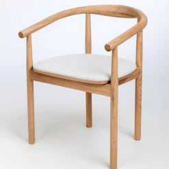 Chaise en bois massif de chêne Léa, revêtement en Gris/Beige - Lot de 2 ou 4 chaises - VESKOR