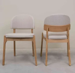 Chaise en bois massif de chêne Astrid, revêtement - Lot de 2 ou 4 chaises - VESKOR