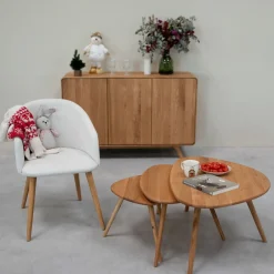 Lot de 3 tables basses gigognes en chêne massif Genève - NordicStory