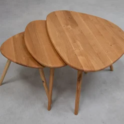 Lot de 3 tables basses gigognes en chêne massif Genève - NordicStory