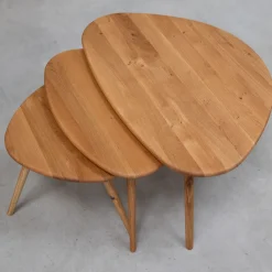 Lot de 3 tables basses gigognes en chêne massif Genève - NordicStory