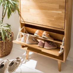 Meuble à chaussures en bois massif de chêne Escandi - NordicStory